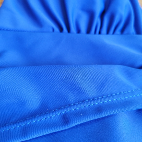 🌟 NWT NICOLE MILLER Royal Blue Halter Plunge Swimwear Women's Size 8  Shirred - Picture 10 of 14